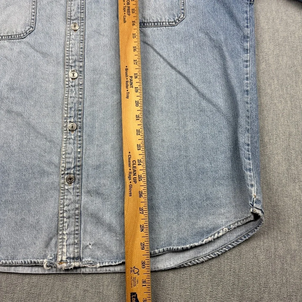 Vintage Levis Shirt Men 2XL XXL Blue Denim Metal Button Up Cotton  Western Rodeo